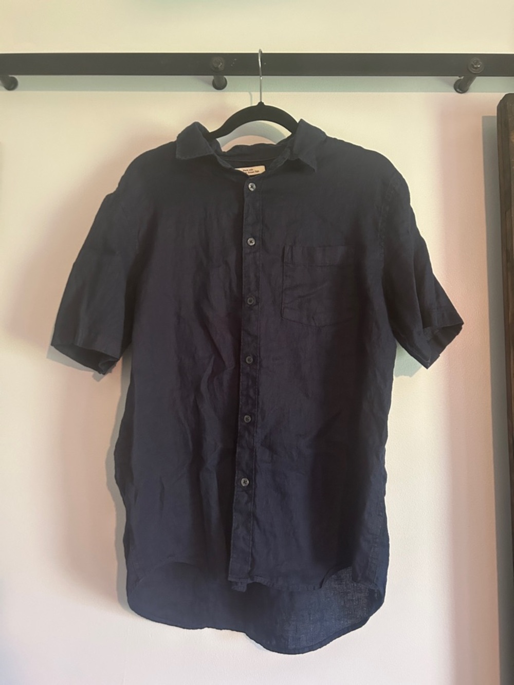 Thom Aaron Men's Navy Short-Sleeve Button-Up Shirt